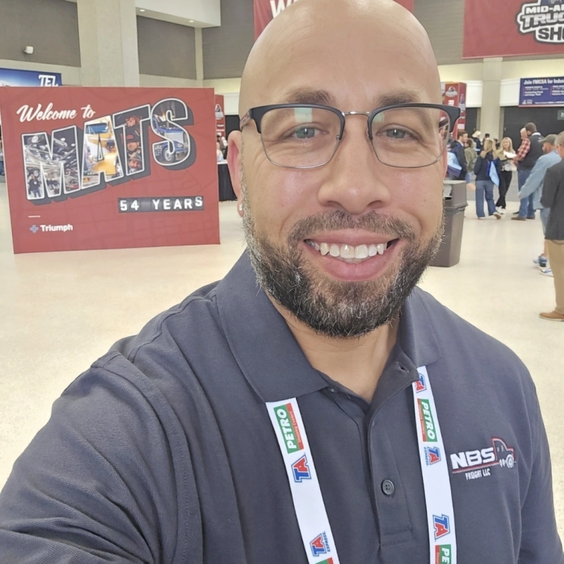 Nic Spears, founder of NBS Freight LLC, at the Mid-America Trucking Show